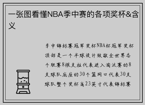 一张图看懂NBA季中赛的各项奖杯&含义